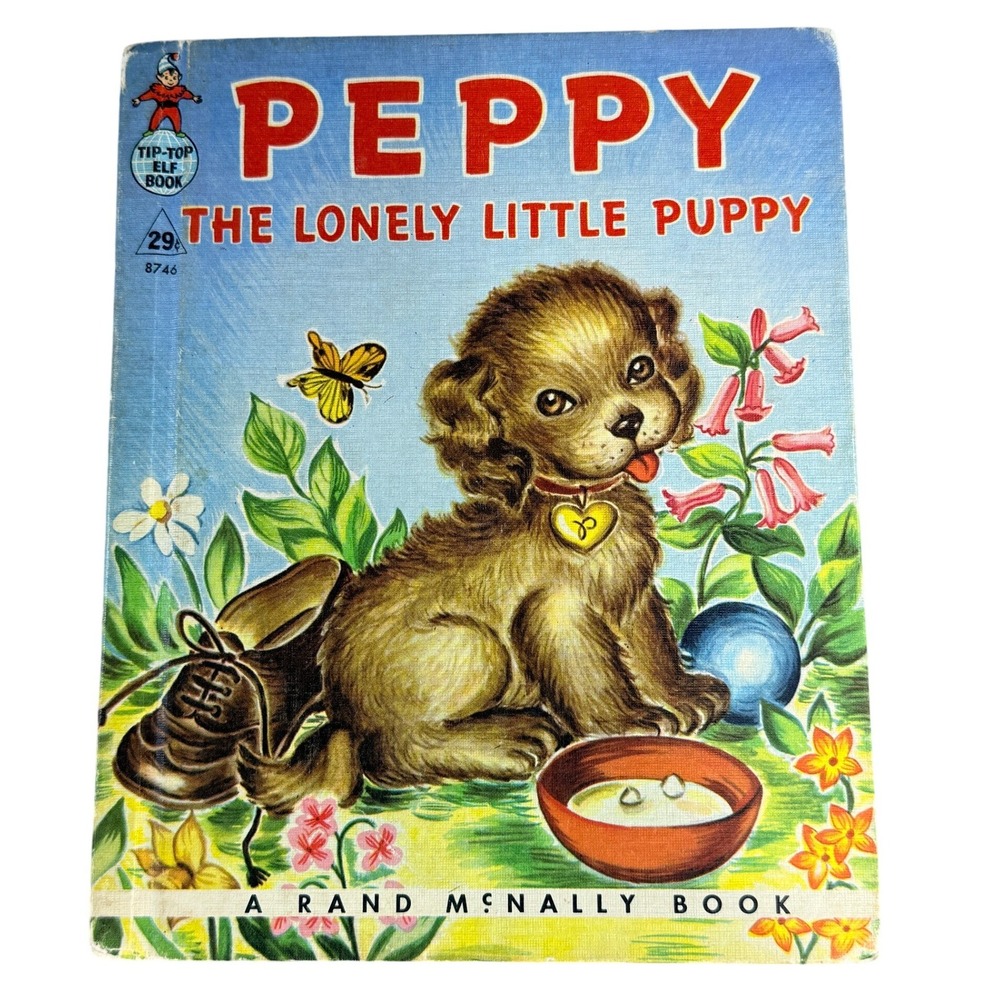 Rand McNally Kids Book Peppy The Lonely Little Puppy Vintage‎ OS Blue Paper 1947